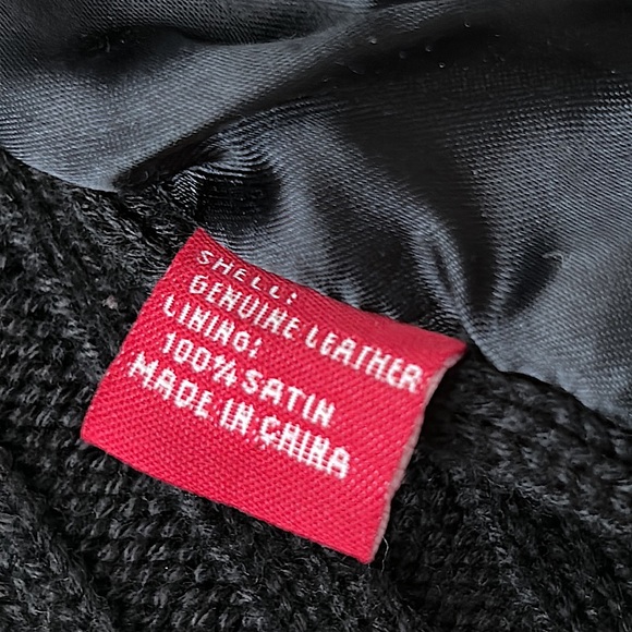 Davoucci Vintage Black Leather and Knit Long Sleeve Jacket Coat **Size L** - Picture 6 of 6